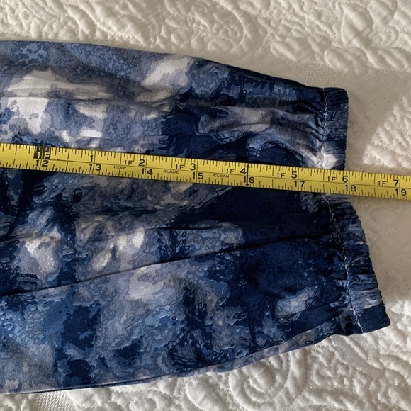 Venus Navy Blue & White Tie‎ Dye Button Front Maxi Dress sz 4 pleated tie waist - Picture 8 of 11